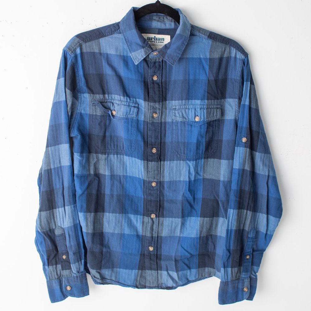 Urban Pipeline Blue Plaid Men's Long Sleeve Shirt Size Small - Picture 2 of 9